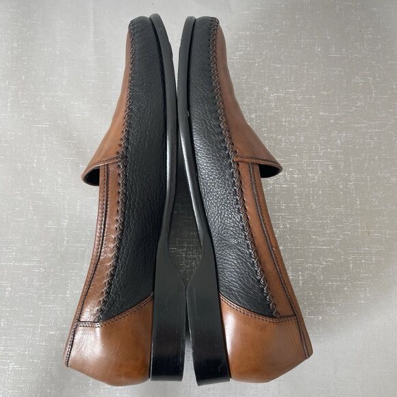Bragano by Cole Haan Men's Two Tone Leather Loafers Black Brown 10.5 Italy - Picture 8 of 14